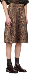 Dries Van Noten Tan Leopard Shorts