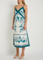 Erdem Printed Silk Midi Dress Blue