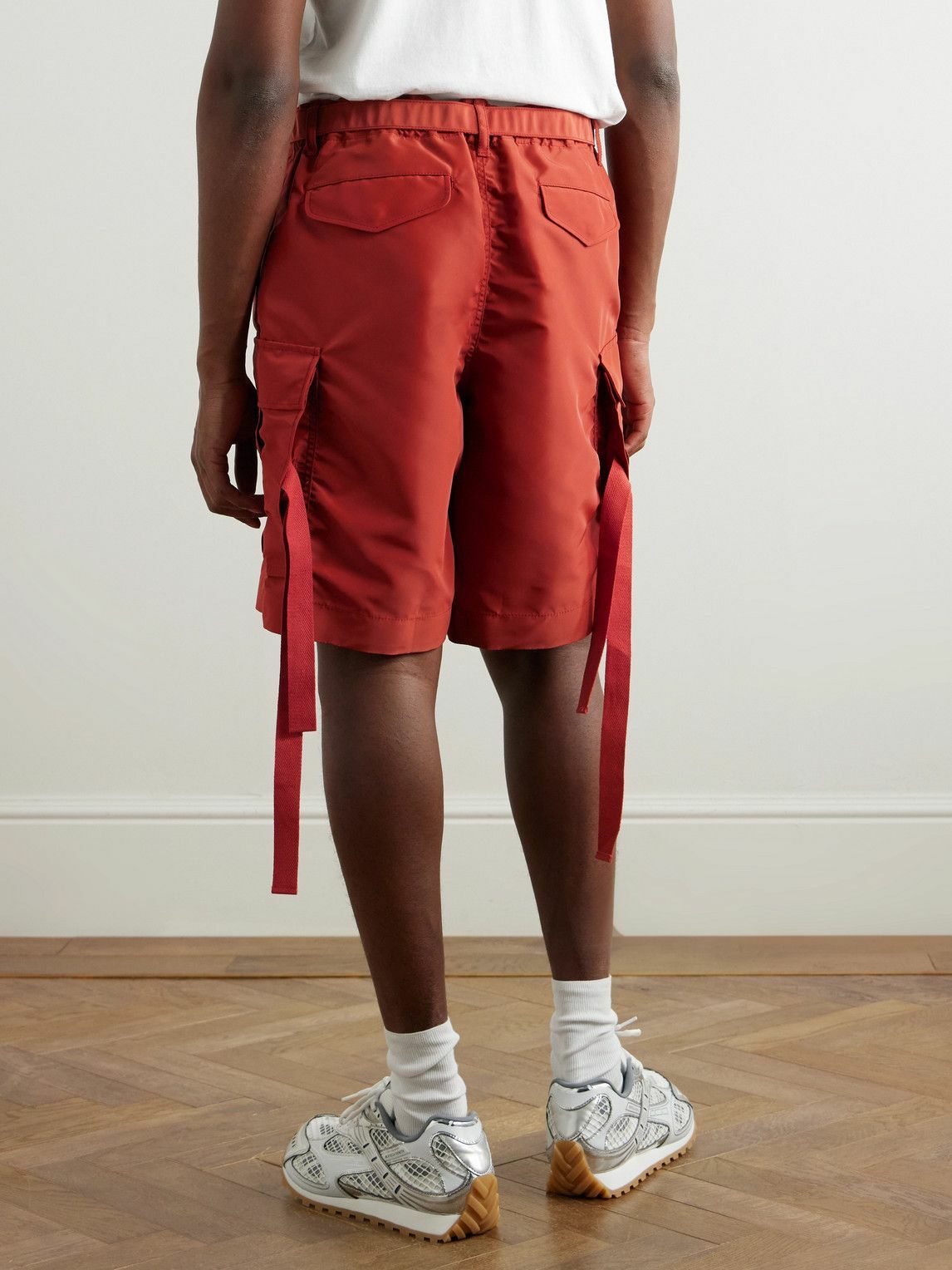 Sacai - Straight-Leg Belted Nylon-Twill Cargo Shorts - Red Sacai