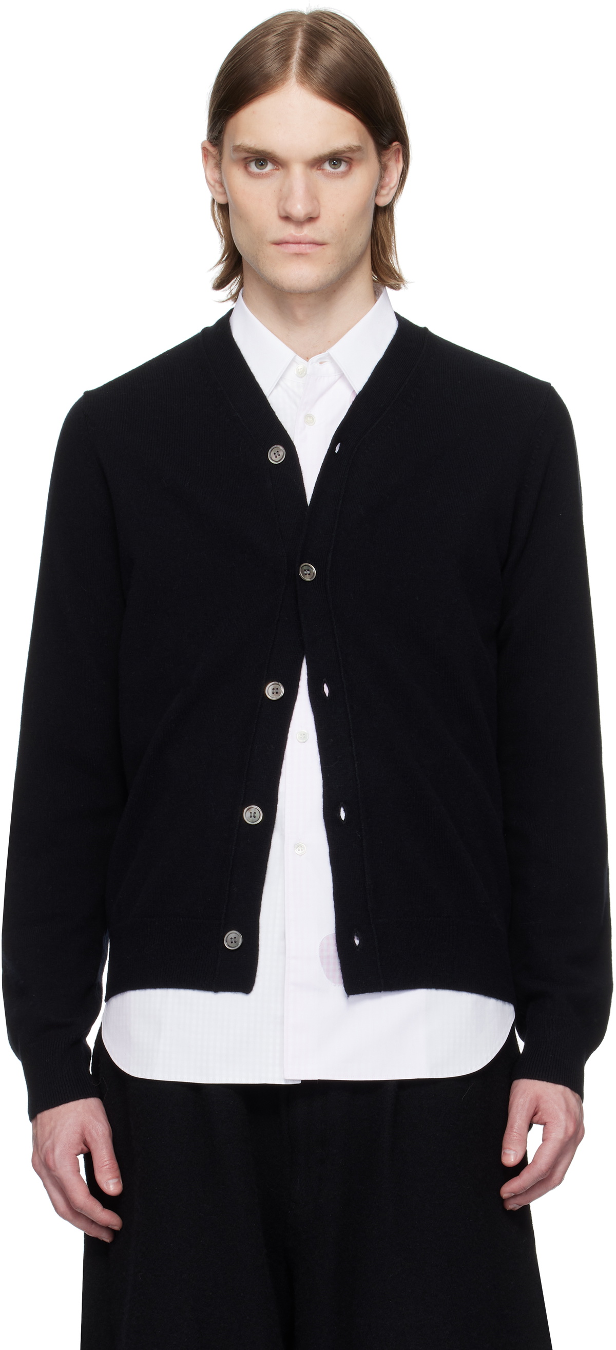 Comme des Garçons Shirt Black Crew Neck Cardigan
