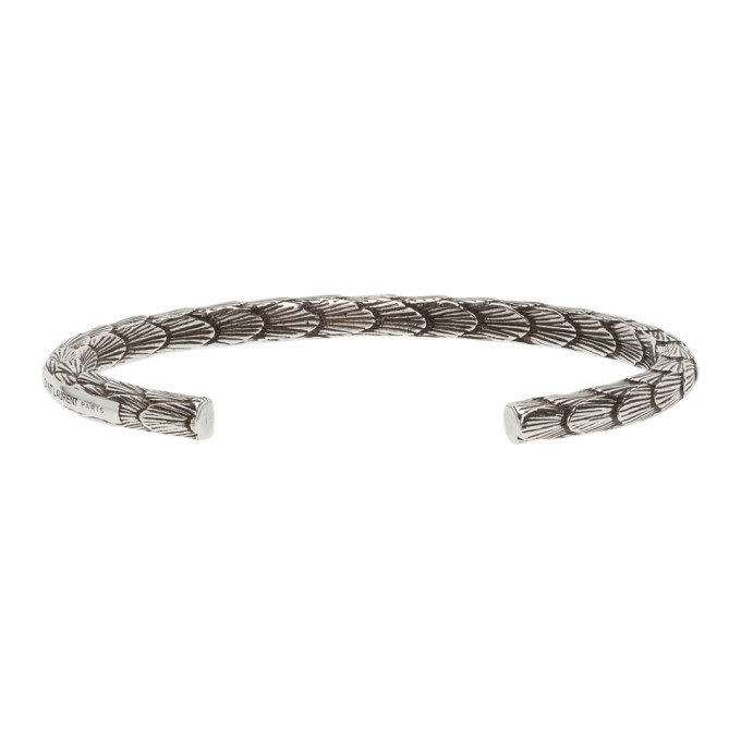 Saint Laurent Silver Feather Cuff Bracelet Saint Laurent