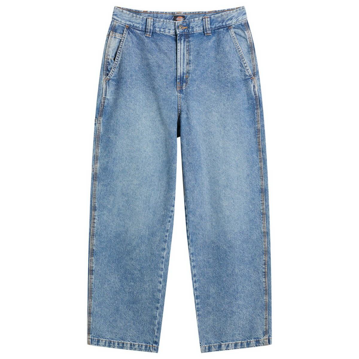 Dickies Men's Madison Baggy Denim Jeans in Rinsed Blue W/Fade
