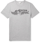 Alexander McQueen - Logo-Print Mélange Cotton-Jersey T-Shirt - Gray