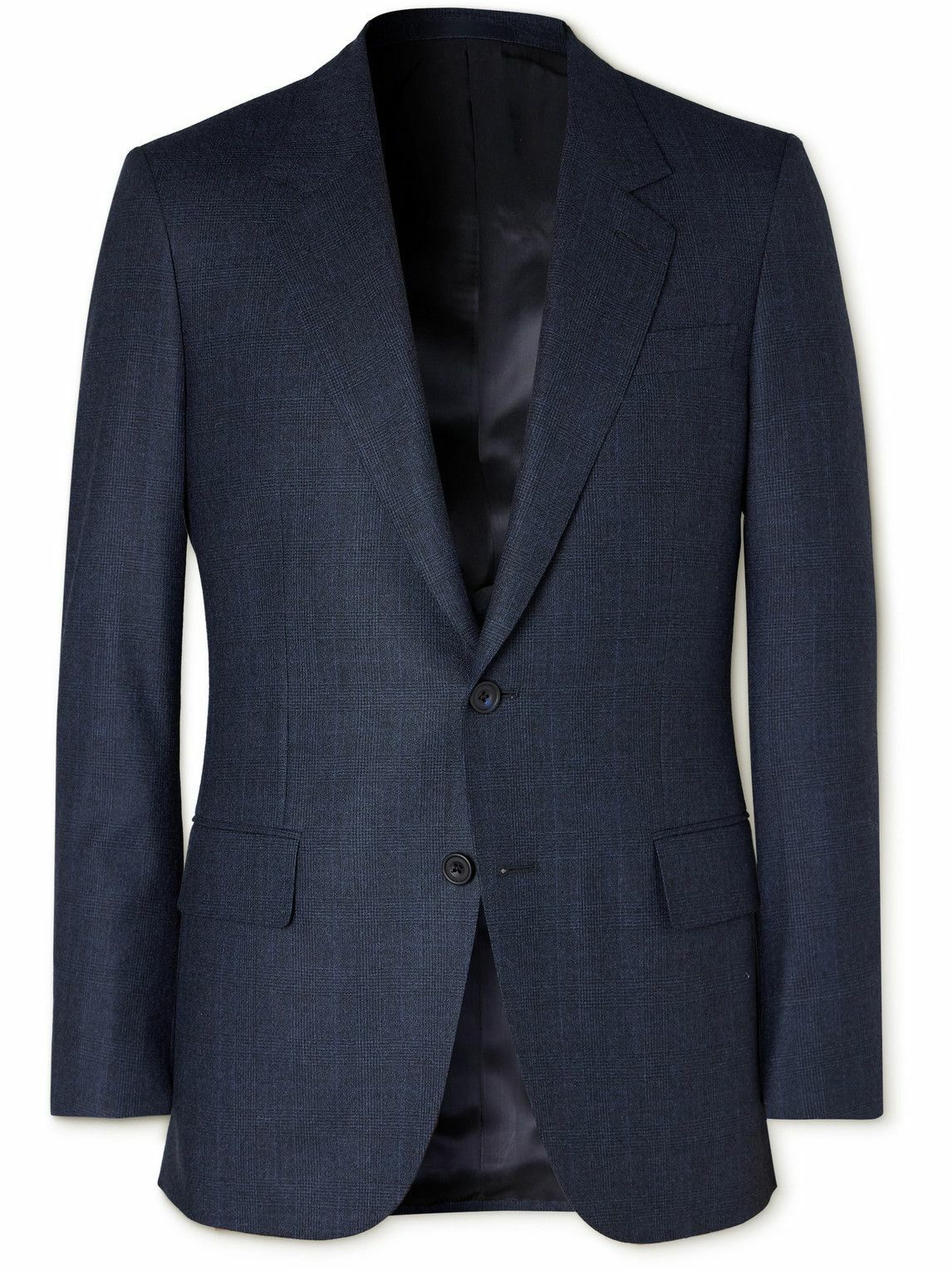 Photo: Kingsman - Checked Wool and Cashmere-Blend Suit Jacket - Blue