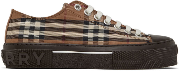 Photo: Burberry Brown Cotton Check Sneakers