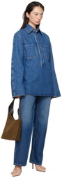 BITE Blue Curved Pull On Denim Shirt