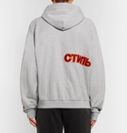 Heron Preston - Logo-Print Mélange Loopback Cotton-Jersey Hoodie - Men - Gray