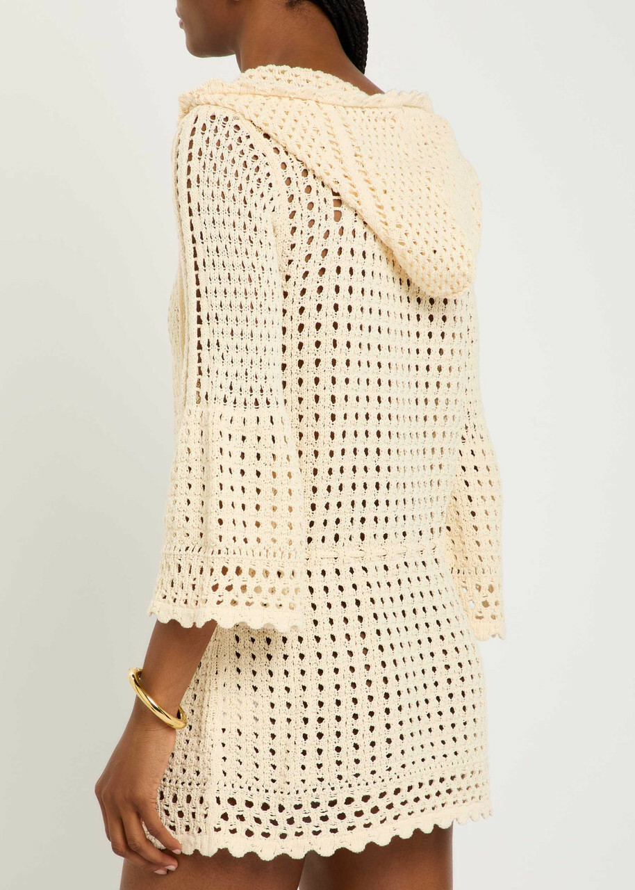 Isabel Marant étoile Zelnie Hooded Crochet-knit Mini Dress Ecru