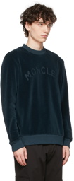 Moncler Navy Velour Embossed Logo Sweatshirt