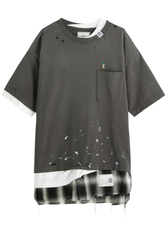 Photo: Maison mihara yasuhiro Distressed Layered Cotton T-shirt Black