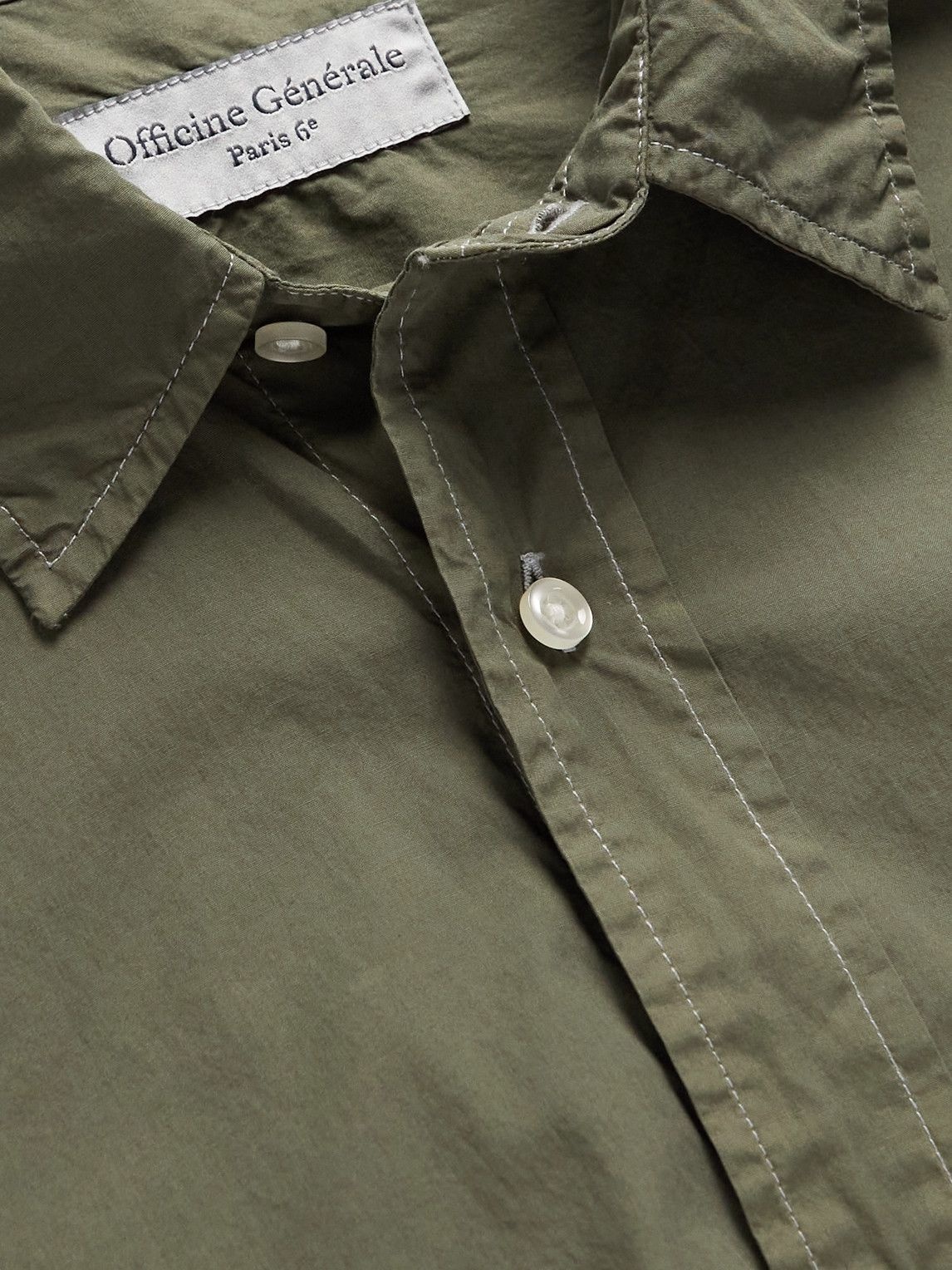 Officine Générale - Esteban Garment-Dyed Cotton-Voile Shirt - Green ...