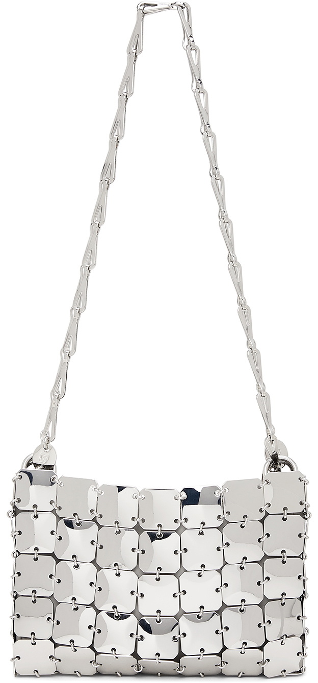 Paco Rabanne Silver Metallic Nano Square Shoulder Bag Paco Rabanne