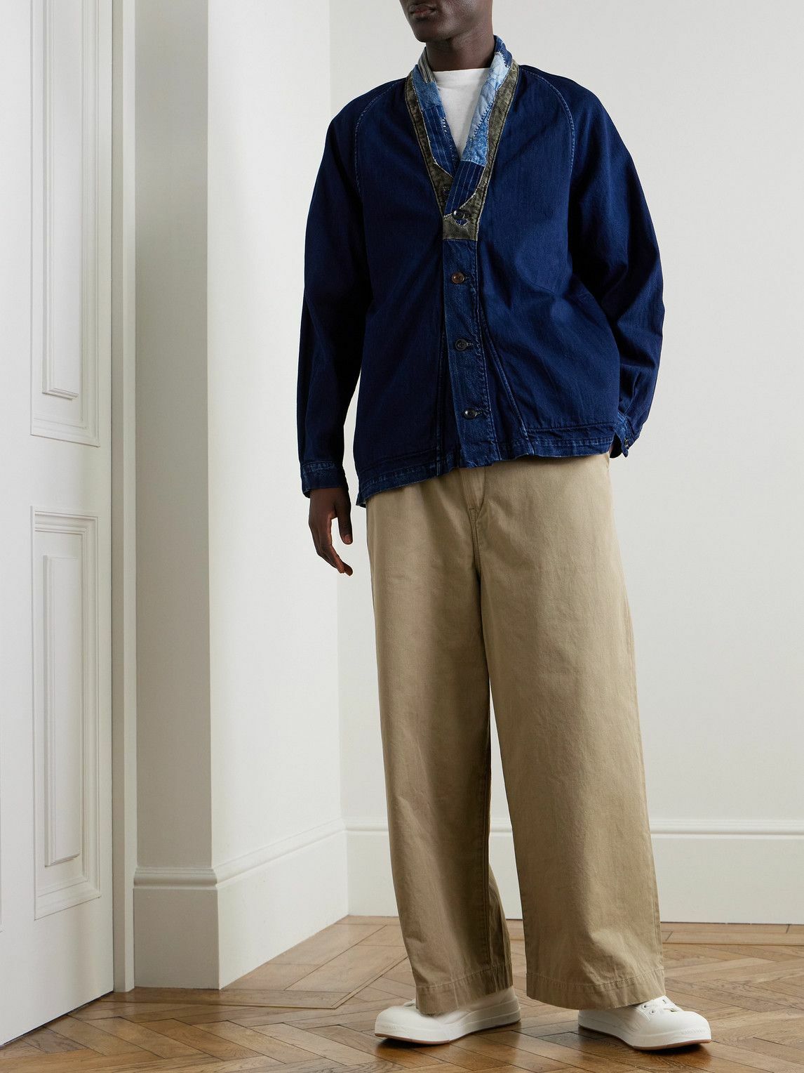 KAPITAL - Nime Wide-Leg Pleated Cotton-Twill Chinos