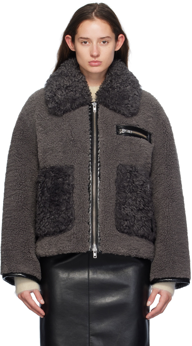 Stand Studio Gray Joann Faux-Shearling Jacket Stand Studio