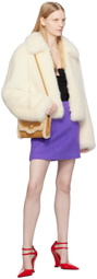 MSGM Off-White Hook-Eye Faux-Fur Jacket