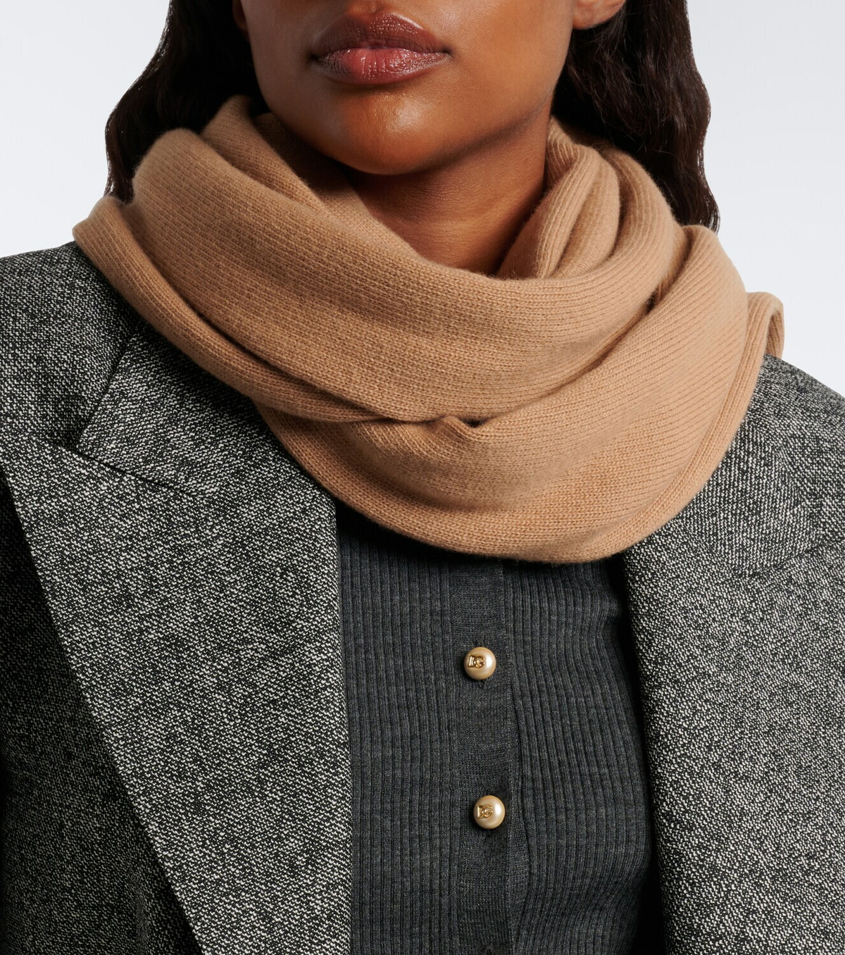 Dolce&Gabbana DG embellished virgin wool scarf