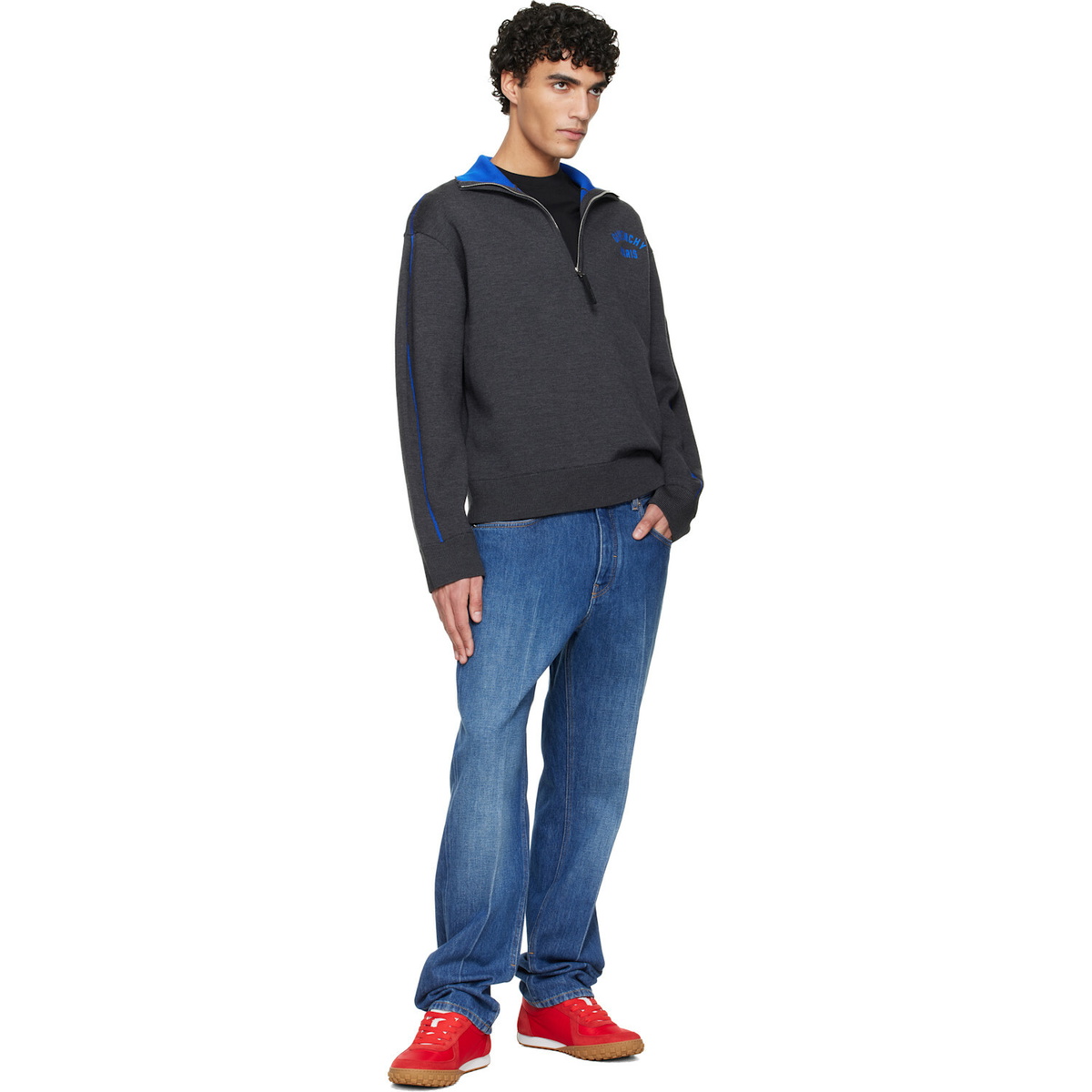 Givenchy Gray Couture Seam Half-Zipped Sweater