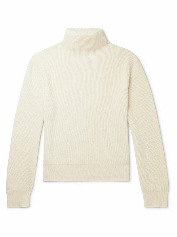 Photo: The Row - Daniel Ribbed Cashmere Mock-Neck Sweater - Neutrals