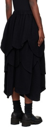 Noir Kei Ninomiya Black Tiered Flower Midi Skirt