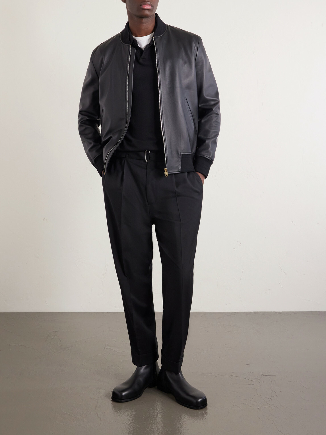 James Perse - Open-Collar Cotton-Jersey Polo Shirt - Black