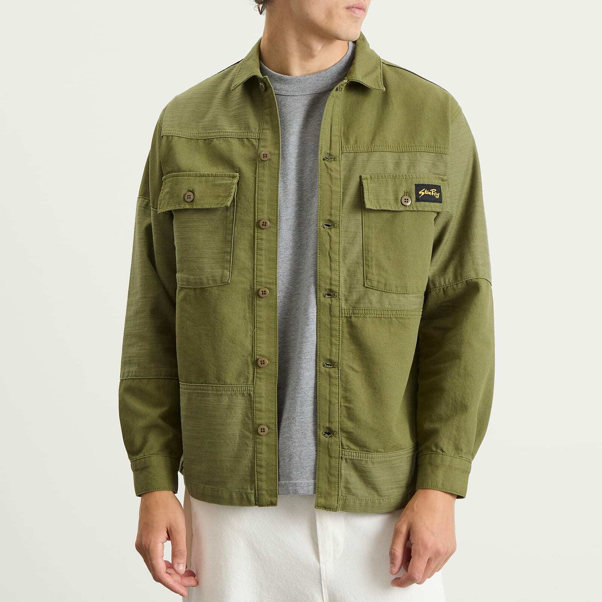 Stan Ray Men's CPO Shirt in Olive Poplin/Sateen