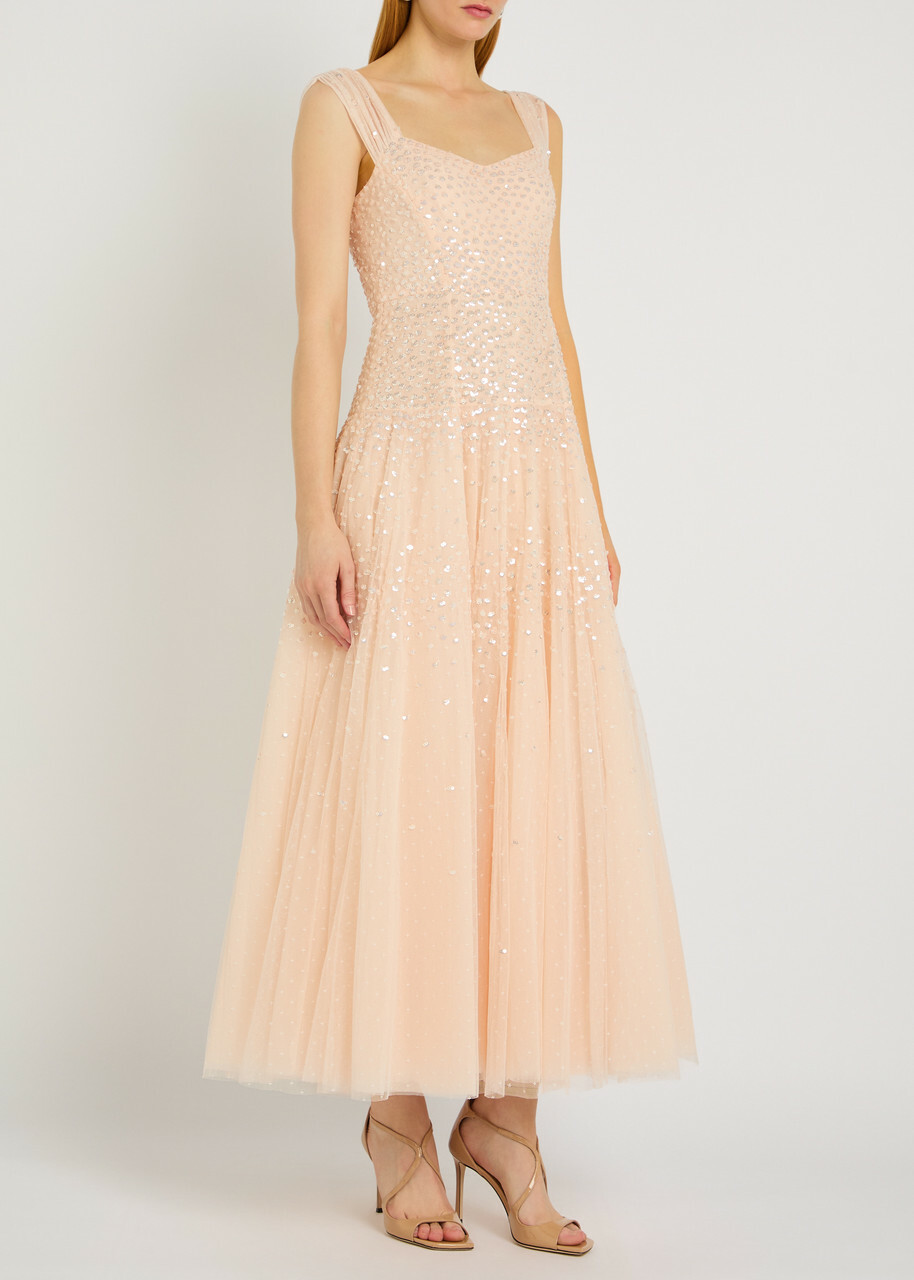 Needle & Thread Sunrise Sequin-embellished Tulle Gown Light Pink