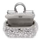 Dolce and Gabbana Silver Satin Crystal Micro Sicily Bag
