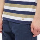 Armor-Lux Men's Stripe T-Shirt in White/Clay/Navy