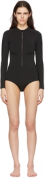 Y-3 Black Long Sleeve One-Piece Swimsuit