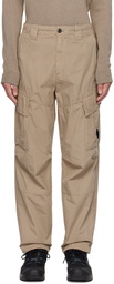 C.P. Company Beige Garment-Dyed Cargo Pants