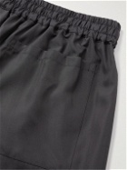 UMIT BENAN B - Wide-Leg Silk-Satin Drawstring Shorts - Black