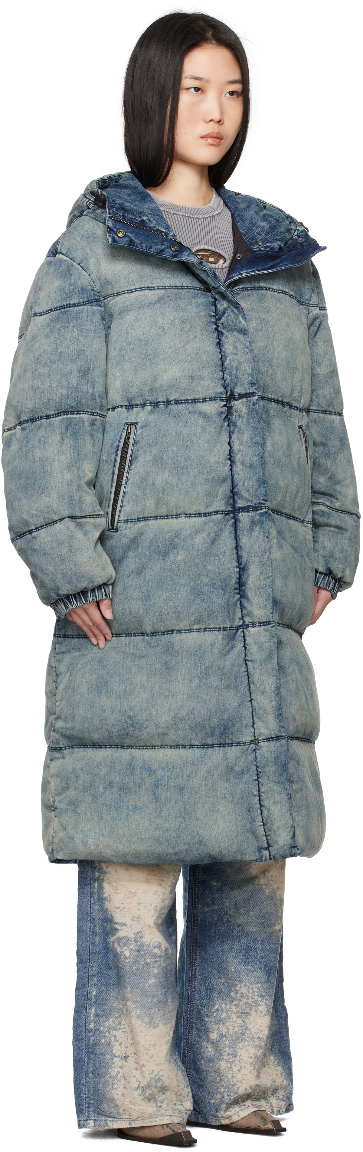 Diesel Blue W-Aves-Long Denim Coat Diesel