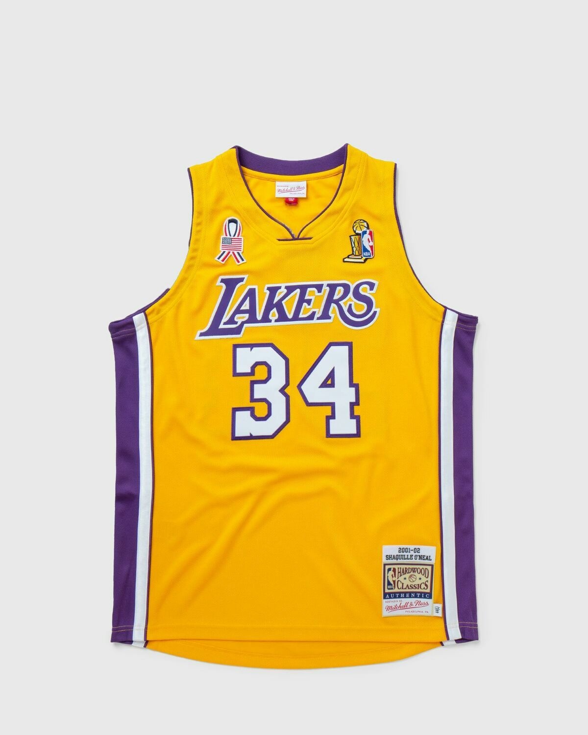 Mitchell & Ness Nba Authentic Jersey La Lakers 2001 02 Shaquille O'neal #34 Yellow - Mens - Jerseys