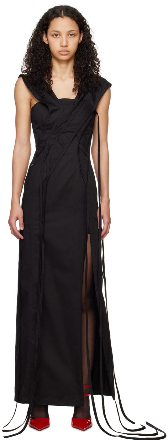 Jade Cropper Black Asymmetric Maxi Dress