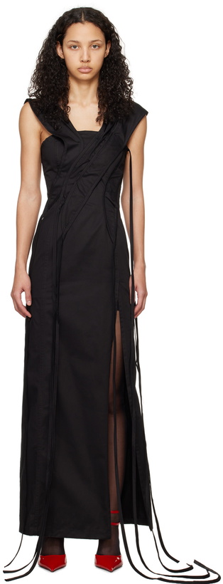 Photo: Jade Cropper Black Asymmetric Maxi Dress