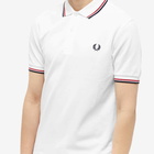 Fred Perry Authentic Men's Slim Fit Twin Tipped Polo Shirt in White/Red/Navy