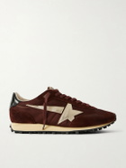 Golden Goose - Marathon Suede and Leather-Trimmed Satin Sneakers - Brown