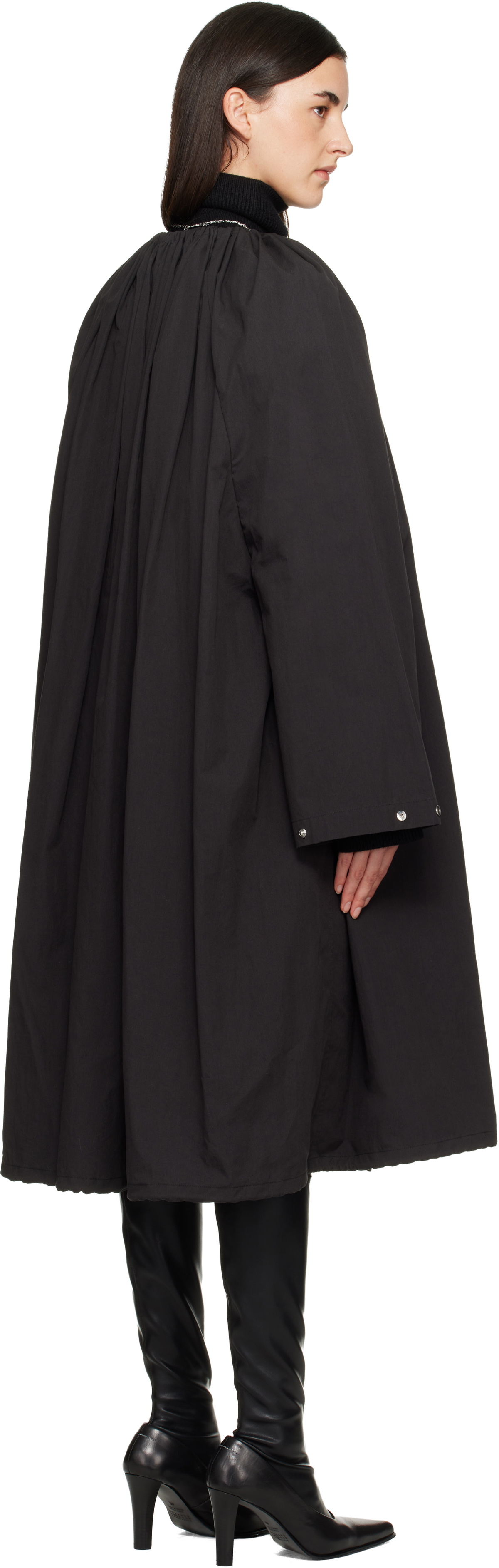 TOTEME Black Gathered Parachute Coat