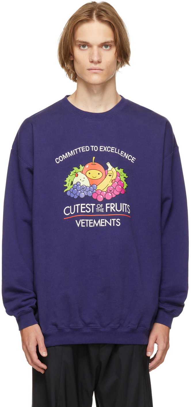 VETEMENTS Navy 'Cutest Of The Fruits' Sweatshirt Vetements