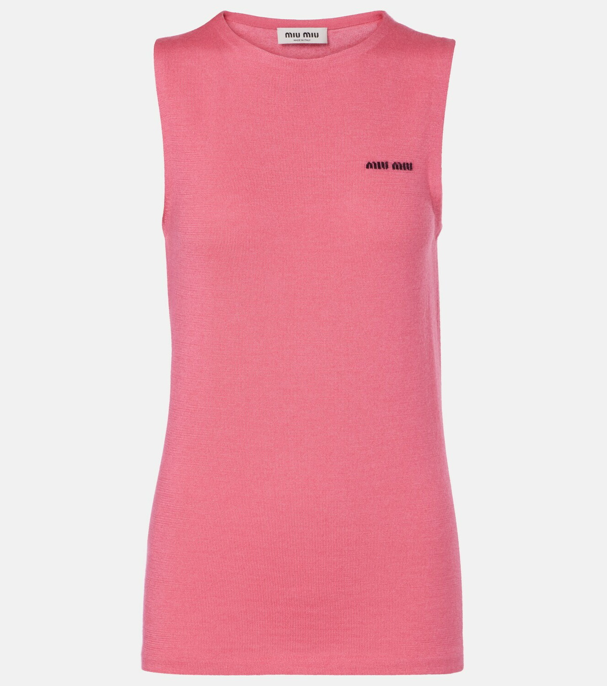 Miu Miu Logo cashmere and silk top