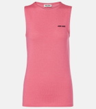 Miu Miu Logo cashmere and silk top