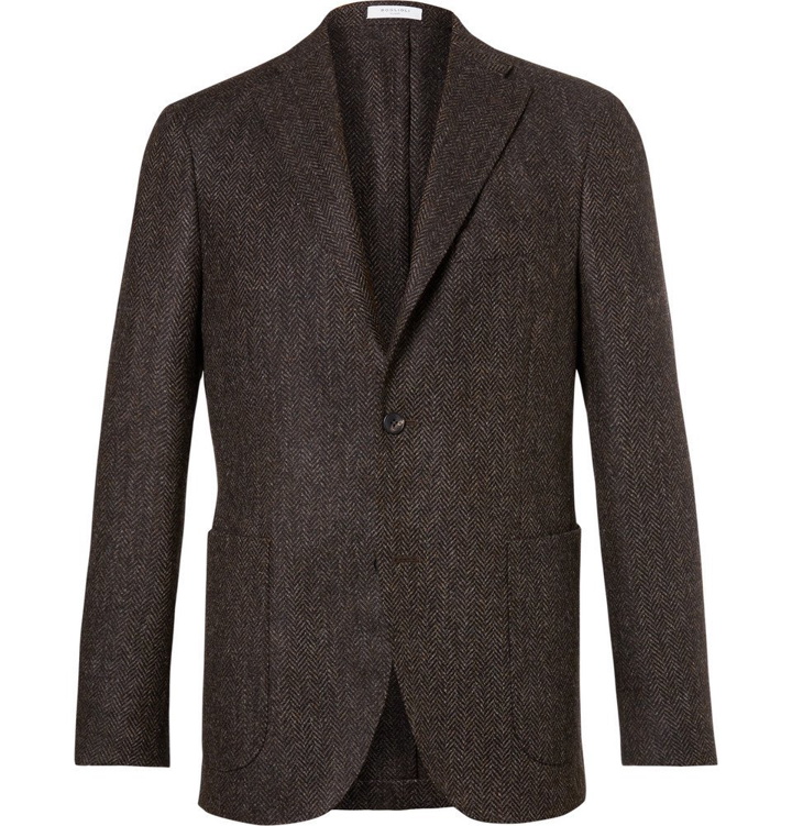 Photo: Boglioli - Brown Slim-Fit Herringbone Slub Virgin Wool Blazer - Men - Brown