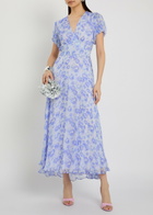 Rixo Corrine Floral-print Chiffon Maxi Dress Light Blue