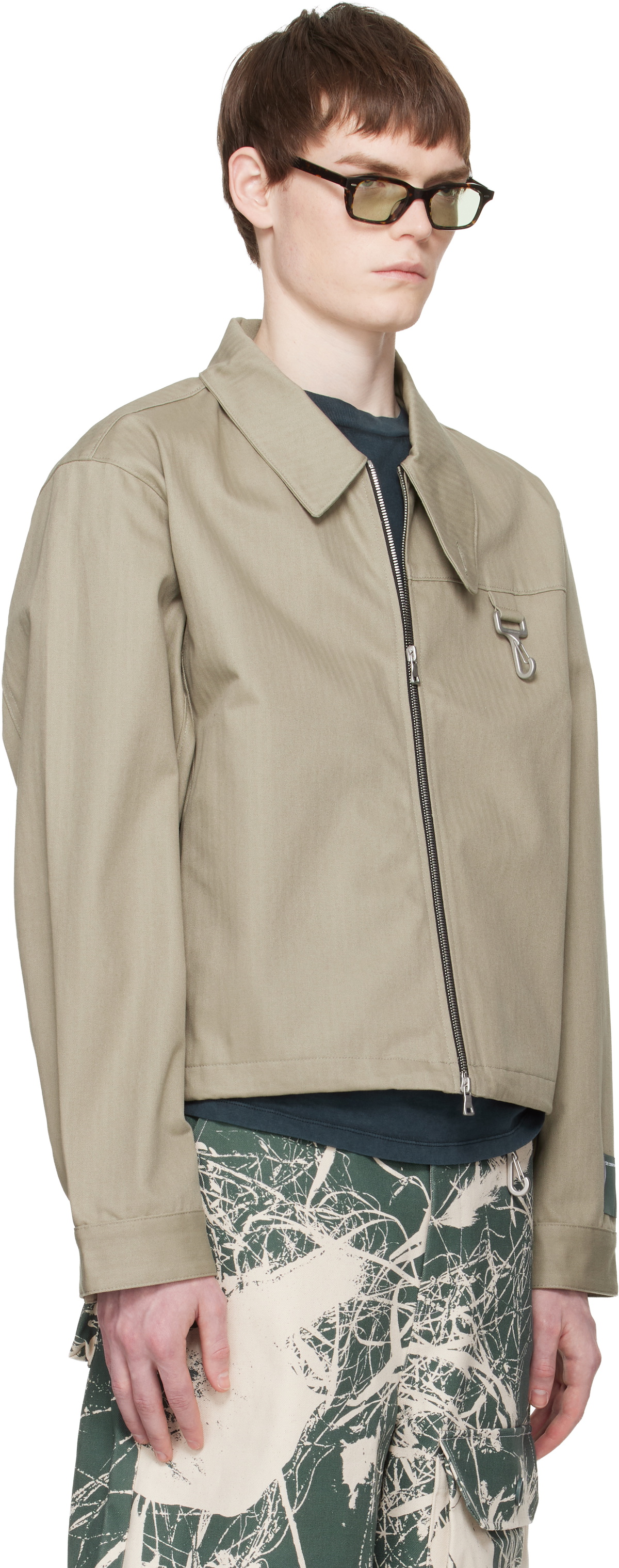 Reese Cooper Taupe Cotton Herringbone Work Jacket