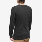 Sunspel Men's Long Sleeve Waffle T-Shirt in Black