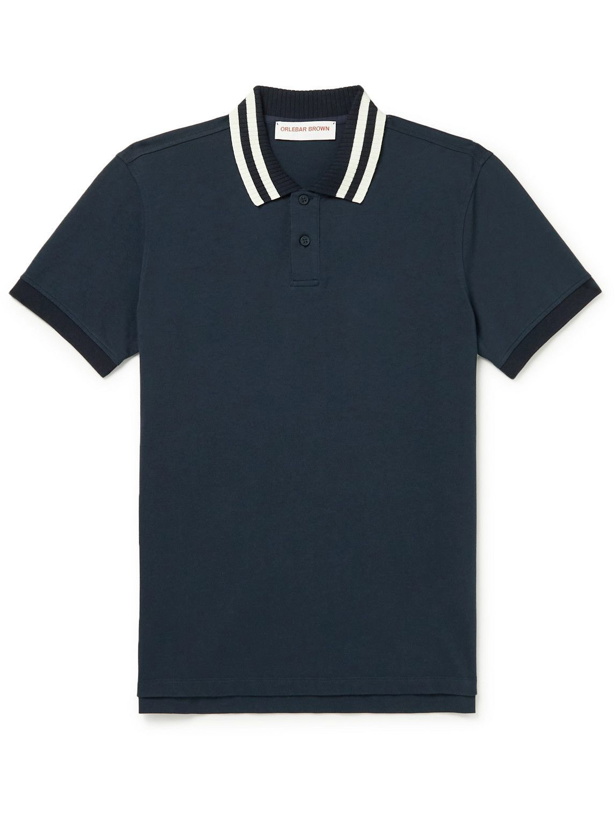 Photo: Orlebar Brown - Striped Cotton-Jersey Polo Shirt - Blue