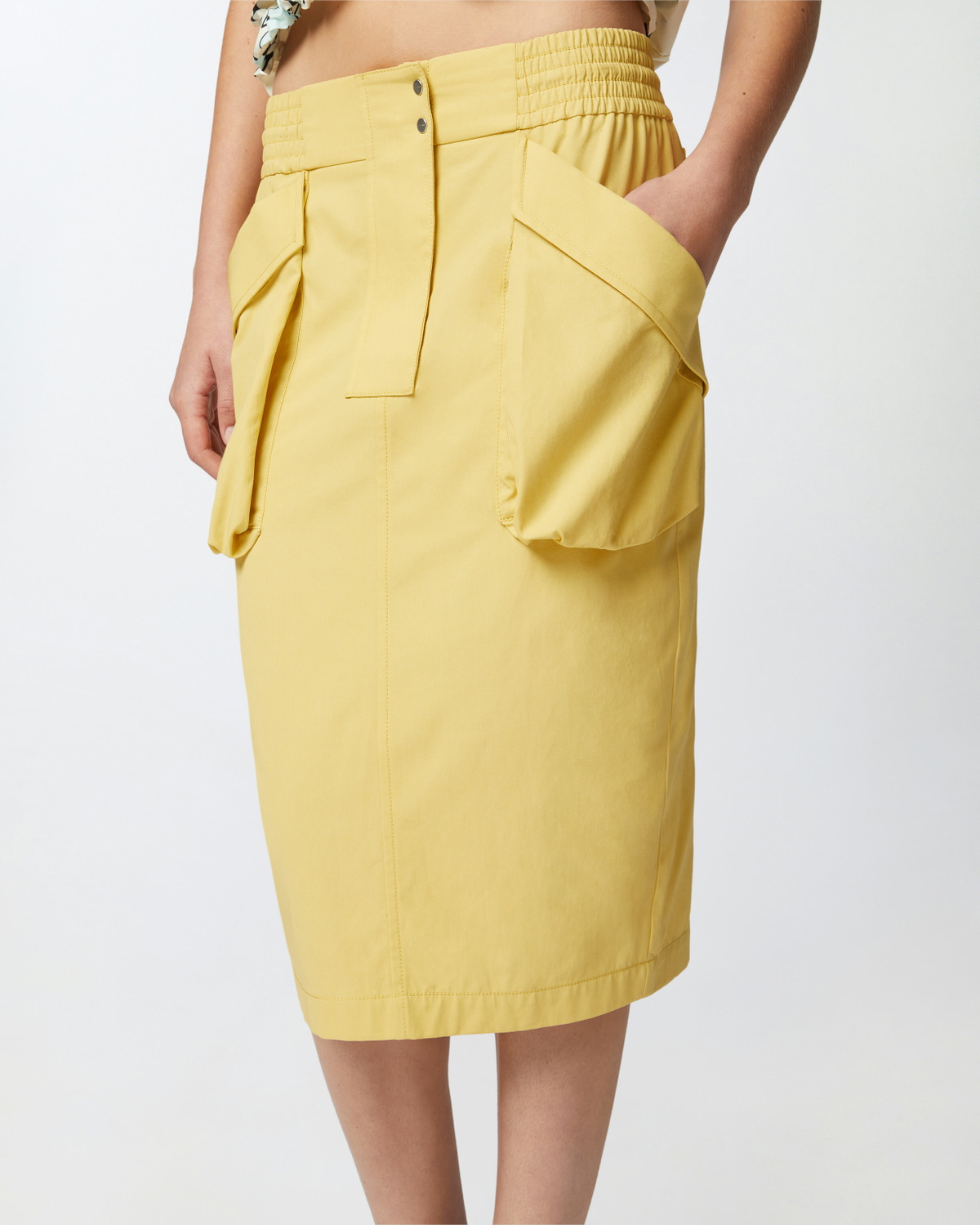 Pinko Pencil Skirt With Maxi Pockets Rattan Yellow