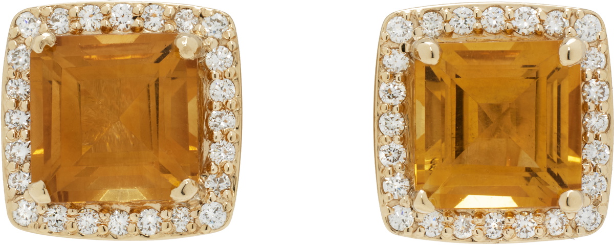 Pearls Before Swine Gold Lok Citrine Stud Earrings