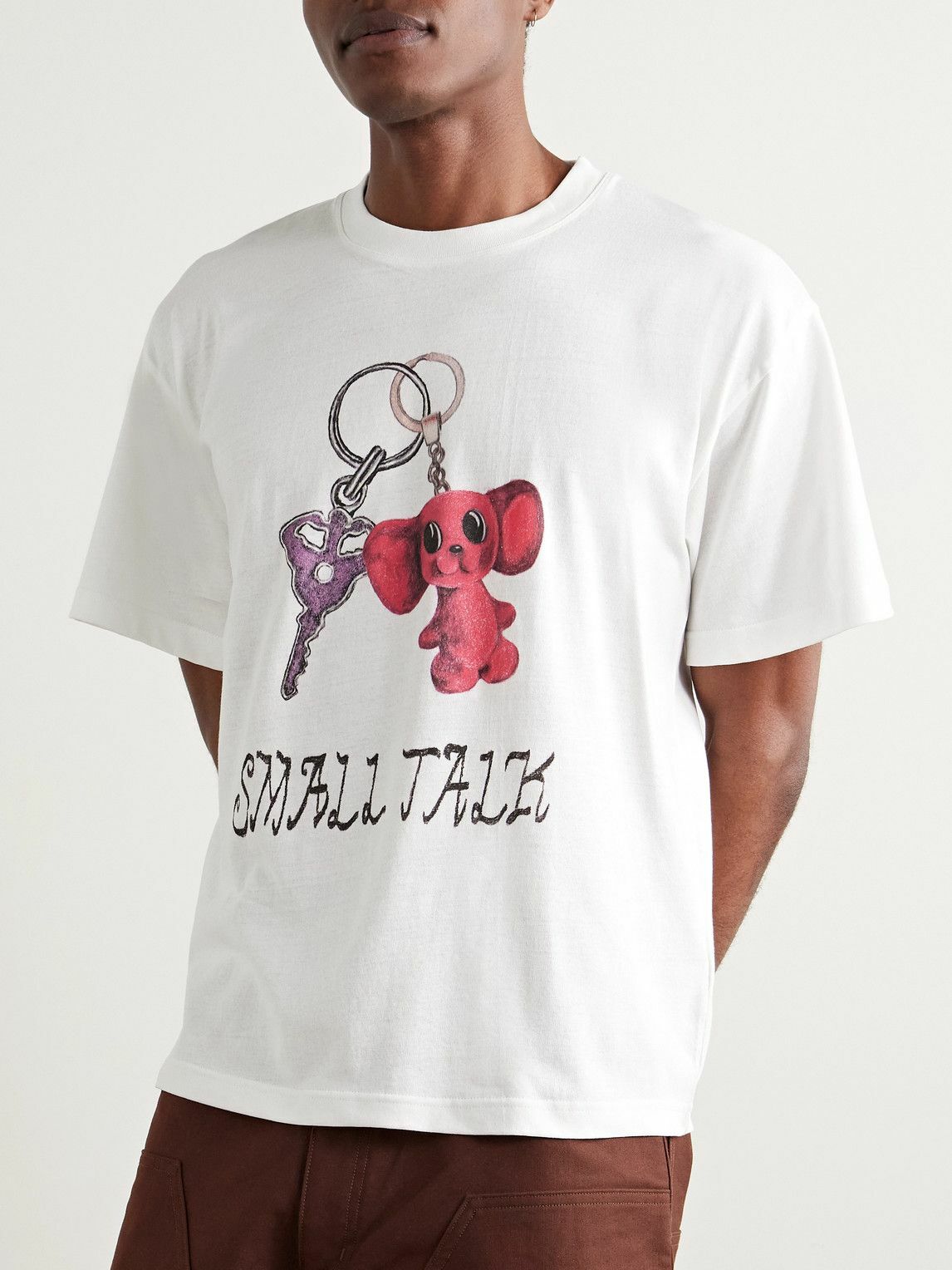 Small Talk - Logo-Print Cotton-Blend Jersey T-Shirt - White