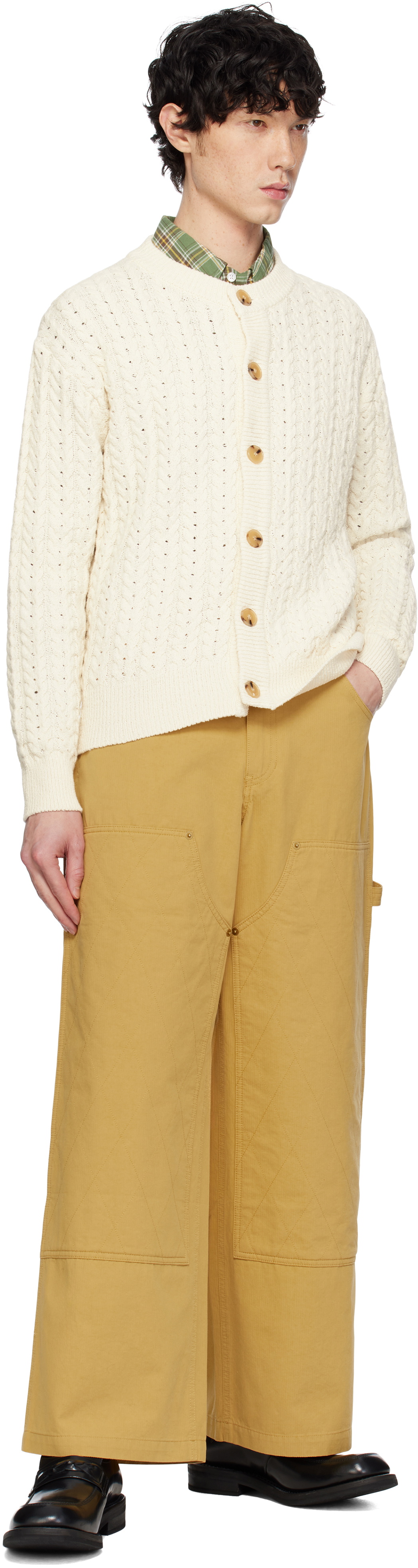 AFTER PRAY Off-White Ernest Cable Knit Cardigan